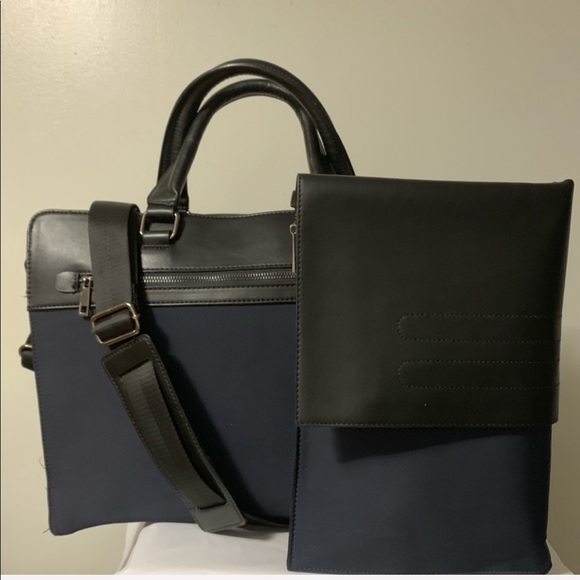 Zara Bags Zara Laptop Case Nylon In Navyblack Poshmark
